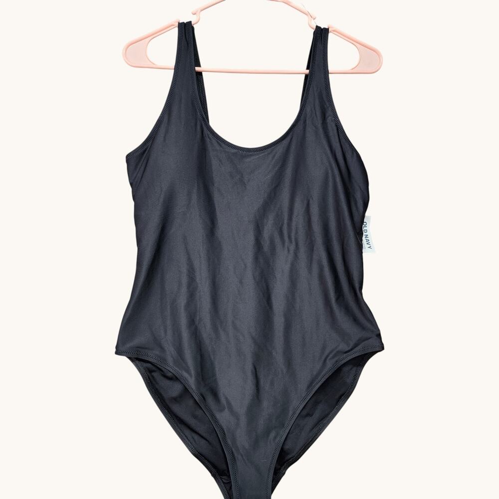 NWT Old Navy Women’s Large Black One Piece Swimsuit Classic Sporty - Picture 2 of 11